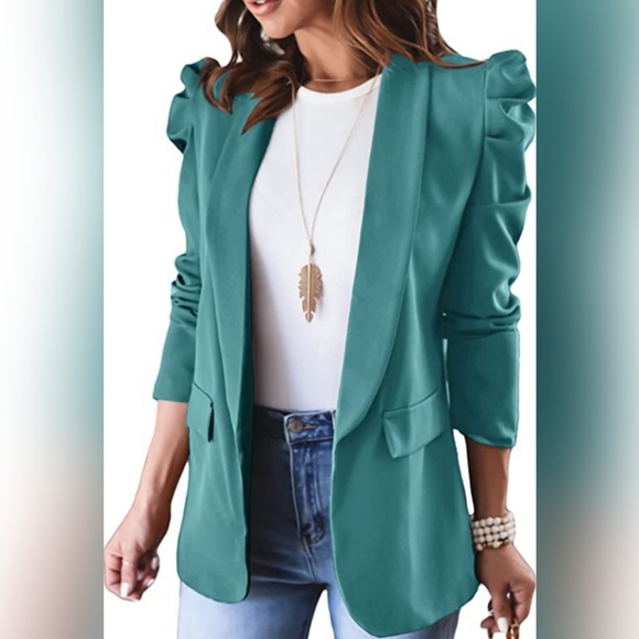 🦝 Women's 2023 Casual Blazers Puff Sleeve - Picture 1 of 4